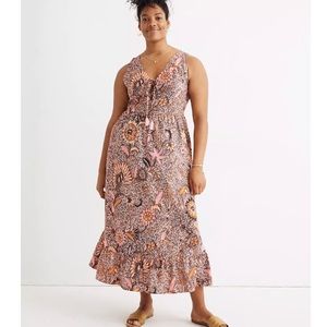 Madewell Lace Up Ruffle Hem Midi in Bali Blooms NWT